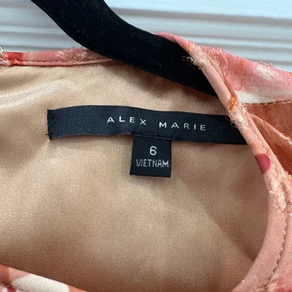 Alex Marie formal red and metallic sleeveless ruffle floral dress, Sz 6, EUC - Picture 7 of 9